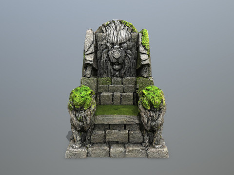 Lion Stone Throne 3D 모델