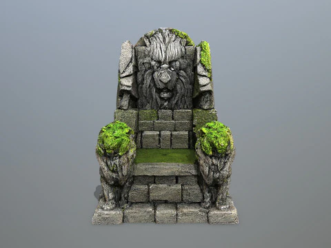 Lion Stone Throne 3D Model