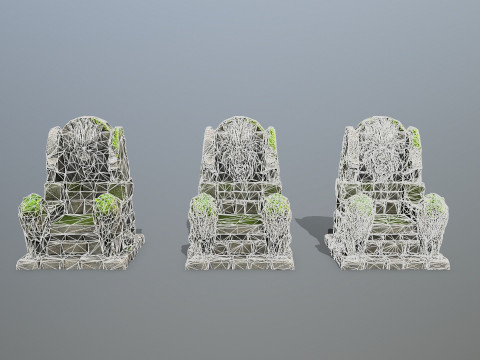 Lion Stone Throne 3D 모델