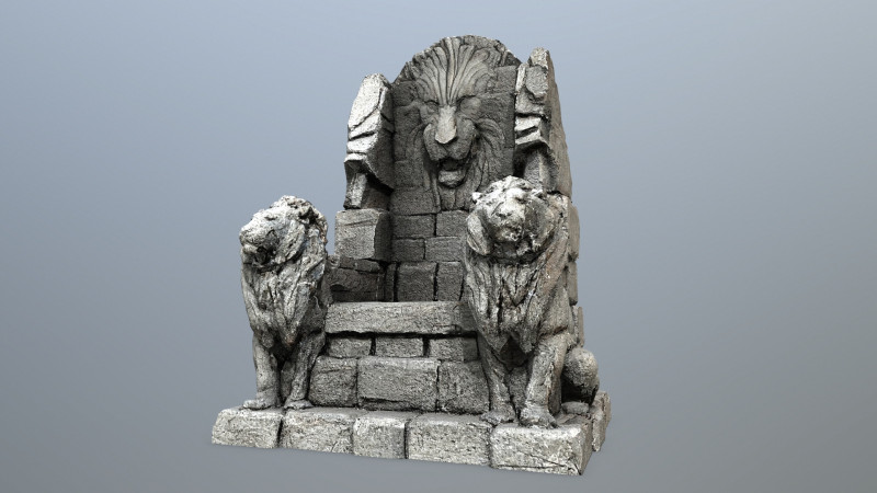 Lion Stone Throne 3D Model .c4d .max .obj .3ds .fbx .stl .blend 
