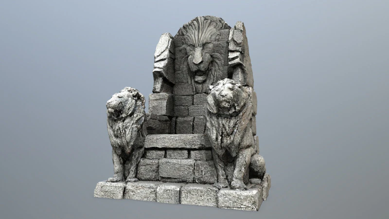 Lion Stone Throne 3D Model .c4d .max .obj .3ds .fbx .stl .blend 