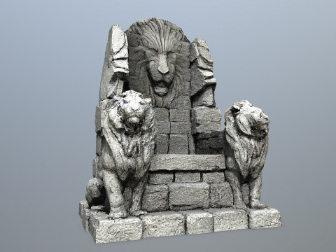 Lion Stone Throne 3D Model