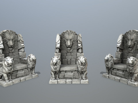 Lion Stone Throne 3D Model