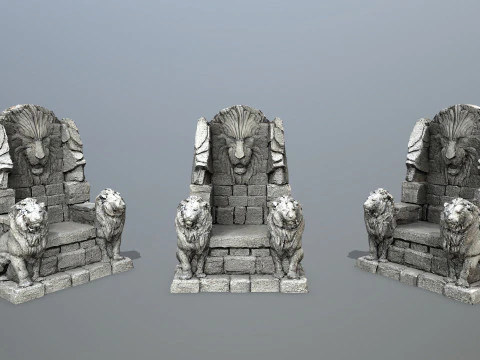Lion Stone Throne 3D Model