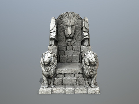 Lion Stone Throne 3D Model
