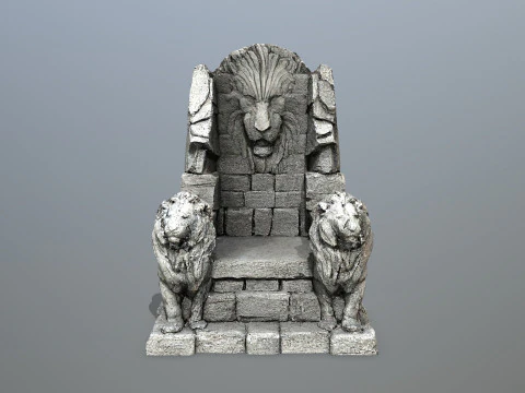 Lion Stone Throne 3D Model