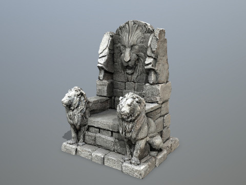 Lion Stone Throne 3D Model