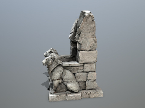 Lion Stone Throne 3D Model