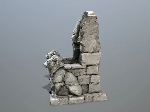 Lion Stone Throne 3D Model