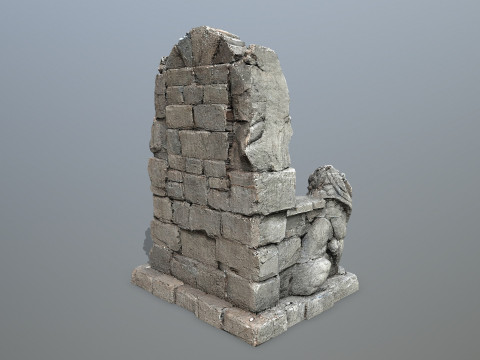 Lion Stone Throne 3D Model