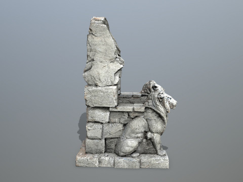 Lion Stone Throne 3D Model