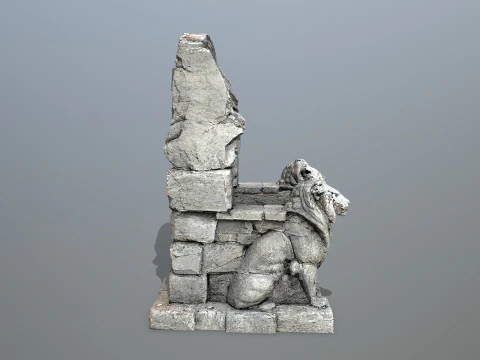 Lion Stone Throne 3D Model