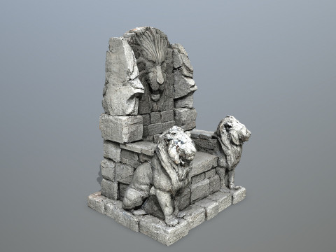 Lion Stone Throne 3D Model