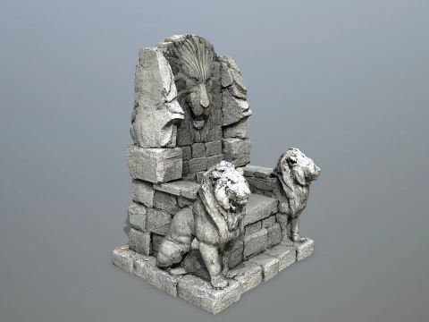 Lion Stone Throne 3D Model