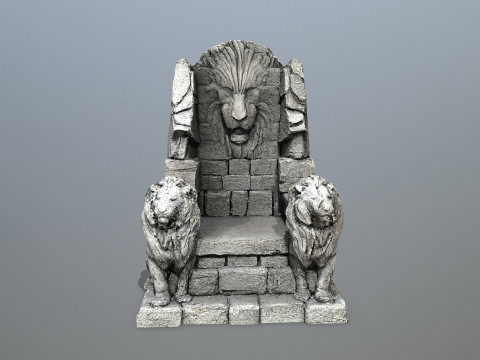 Lion Stone Throne 3D Model