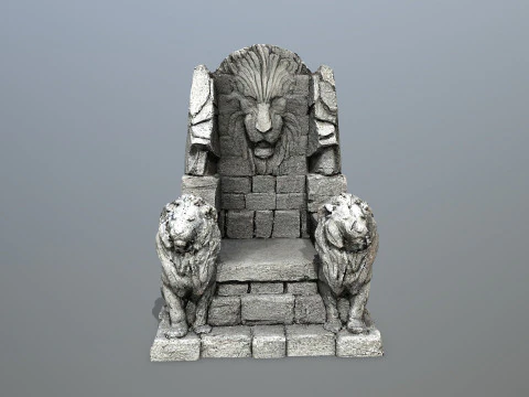 Lion Stone Throne 3D Model