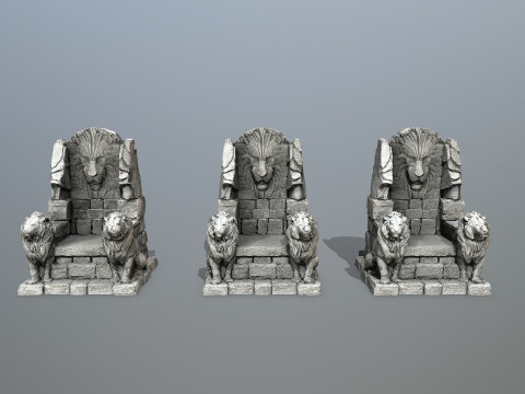 Lion Stone Throne 3D Model