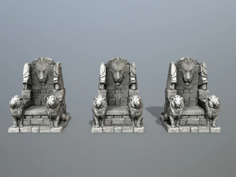 Lion Stone Throne 3D Model