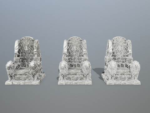 Lion Stone Throne 3D Model
