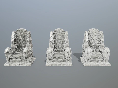Lion Stone Throne 3D Model