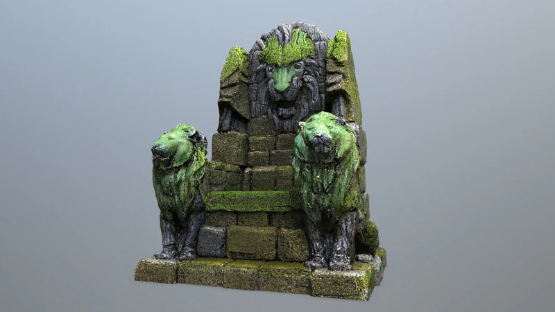Lion Stone Throne 3D Model .c4d .max .obj .3ds .fbx .stl .blend 