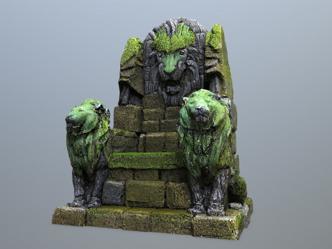 Lion Stone Throne 3D Model