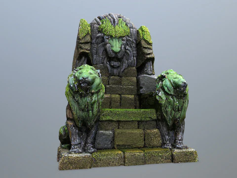Lion Stone Throne 3D Model