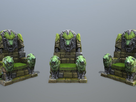 Lion Stone Throne 3D मॉडल