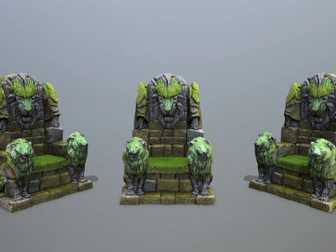 Lion Stone Throne 3D Model