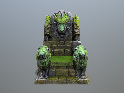Lion Stone Throne 3D मॉडल