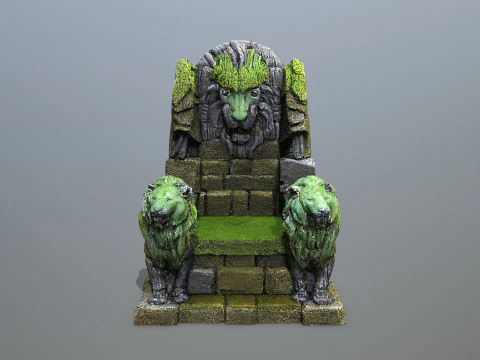 Lion Stone Throne 3D Model
