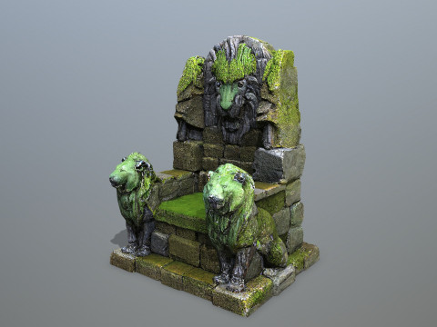 Lion Stone Throne 3D मॉडल
