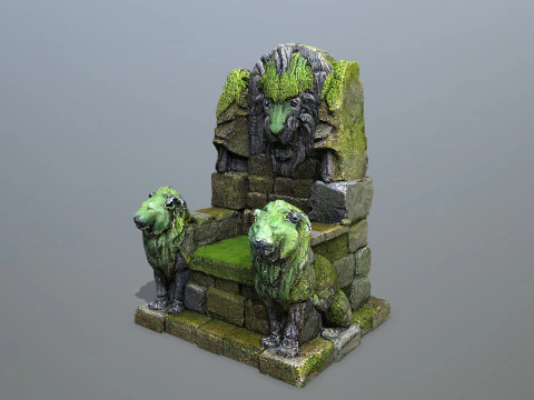 Lion Stone Throne 3D Model