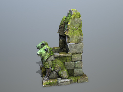 Lion Stone Throne 3D मॉडल