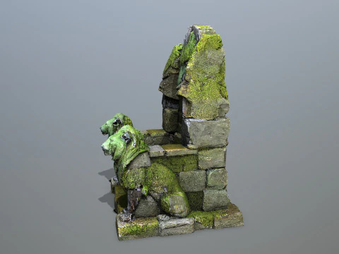 Lion Stone Throne 3D Model