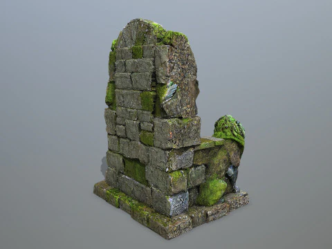 Lion Stone Throne 3D Model
