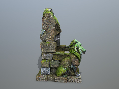 Lion Stone Throne 3D मॉडल