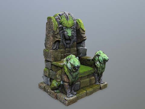 Lion Stone Throne 3D मॉडल