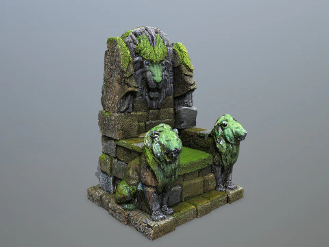 Lion Stone Throne 3D Model