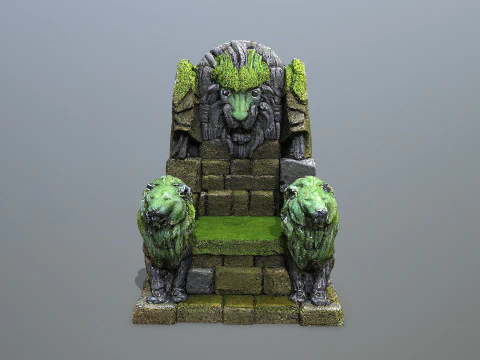 Lion Stone Throne 3D Model
