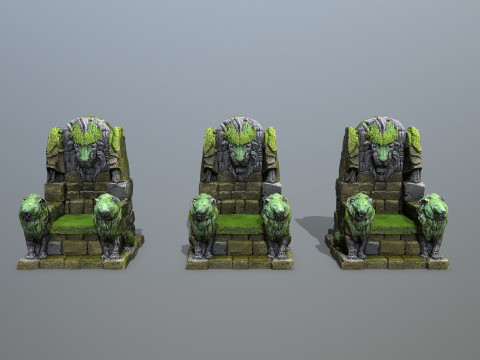 Lion Stone Throne 3D मॉडल