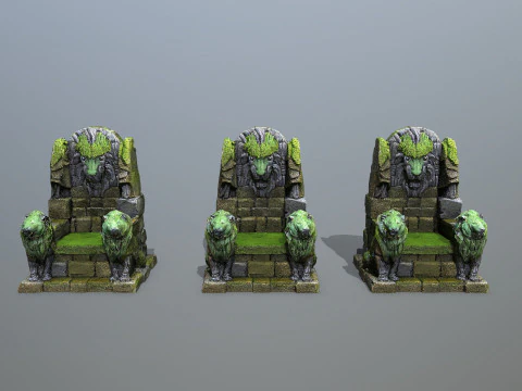 Lion Stone Throne 3D Model