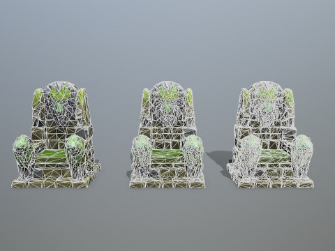Lion Stone Throne 3D मॉडल