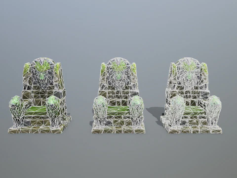 Lion Stone Throne 3D Model