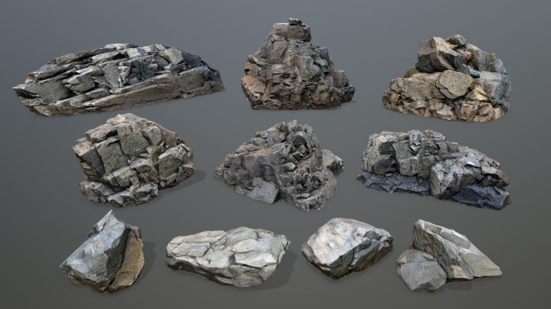 River Stones 3D 模型 .c4d .max .obj .3ds .fbx .stl .blend