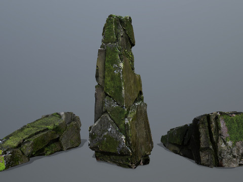 Mossy rocks Model 3D
