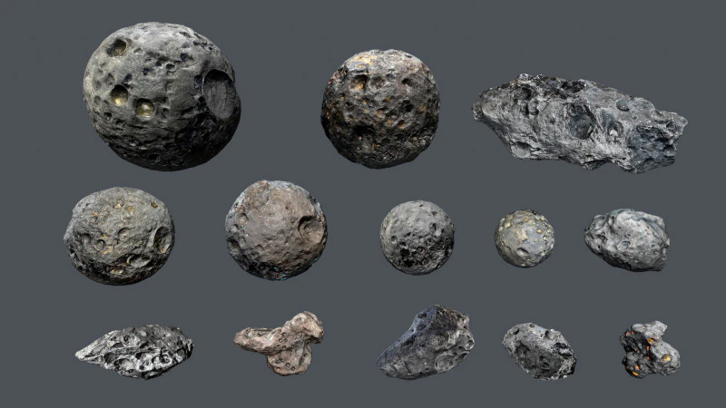 Asteroid set 3D Model .c4d .max .obj .3ds .fbx .stl .blend