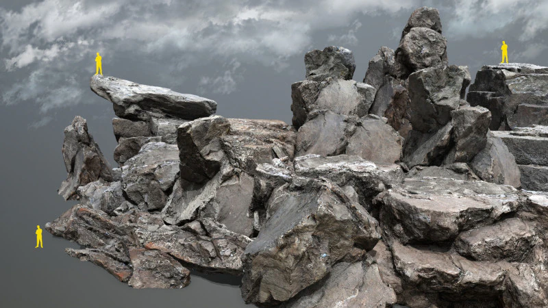 Old cliff rocks 3D Model .c4d .max .obj .3ds .fbx .stl .blend 