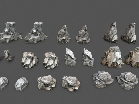 Old cliff rocks 3D Model