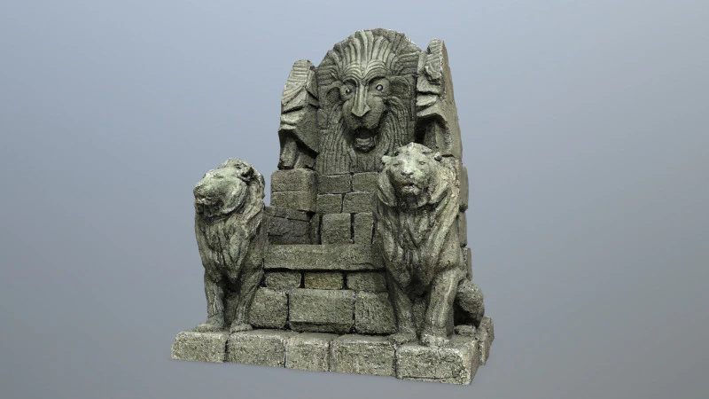 Lion Stone Throne 3D Model .c4d .max .obj .3ds .fbx .stl .blend 